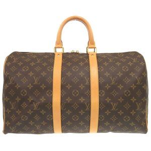 LOUIS VUITTON Authentic Brown Monogram Keepall 45 Boston Bag